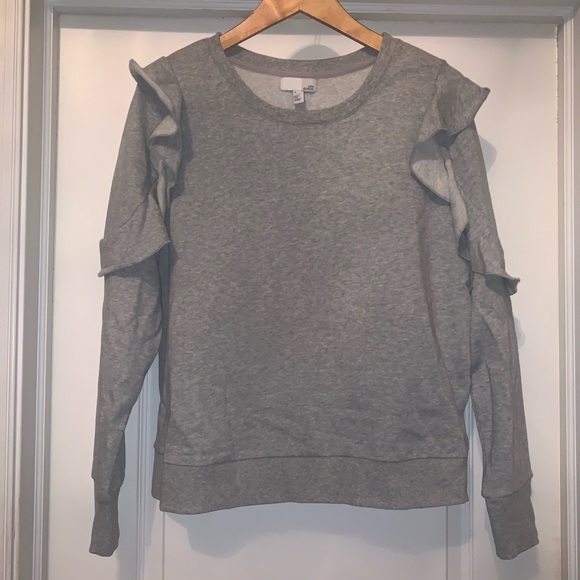 Tops - Gray ruffle sweatshirt